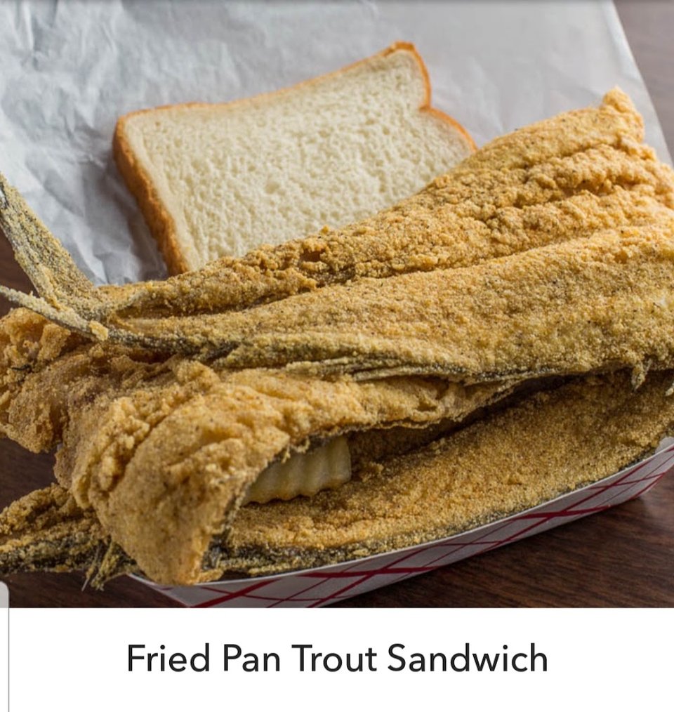Simple menu highlighting fried fish plates.